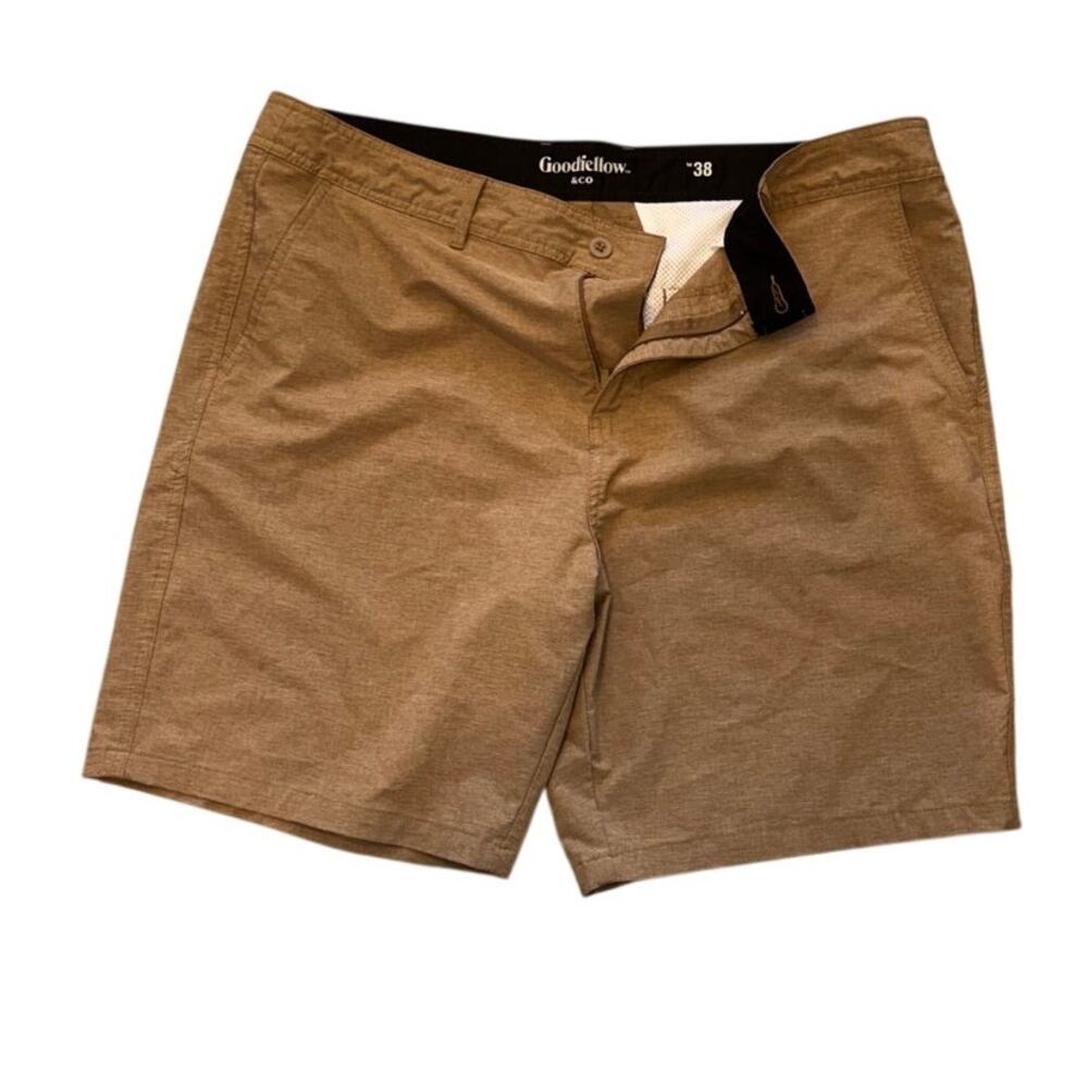 Goodfellow & Co Mens Shorts Brown Polyester Spandex Flat Front Casual Used